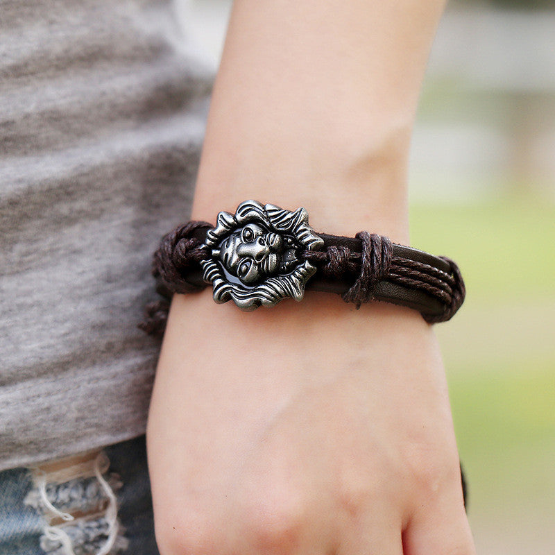 Personality Lion Leather Bracelet