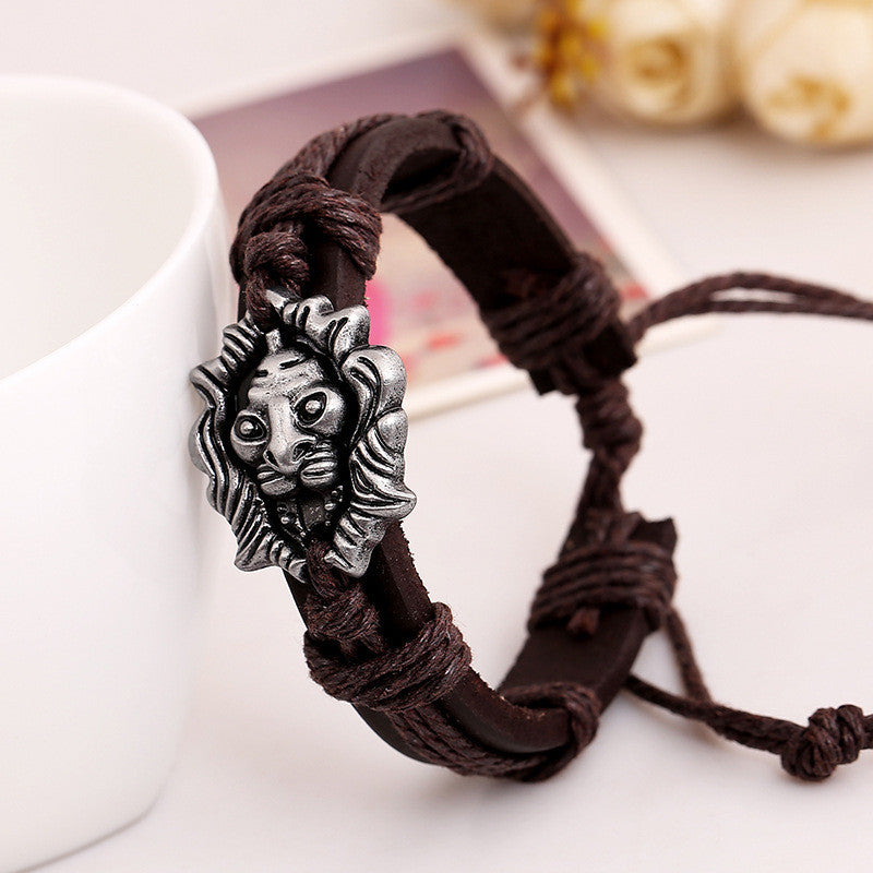 Personality Lion Leather Bracelet