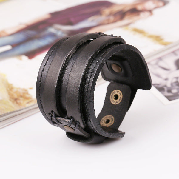 Fashion Wide Strap Leather Bracelet