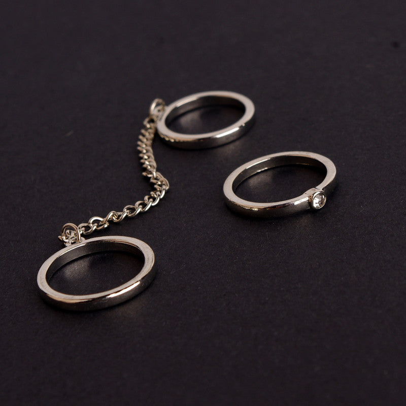 Crystal Leaves Multi-Finger Four-Piece Ring Set