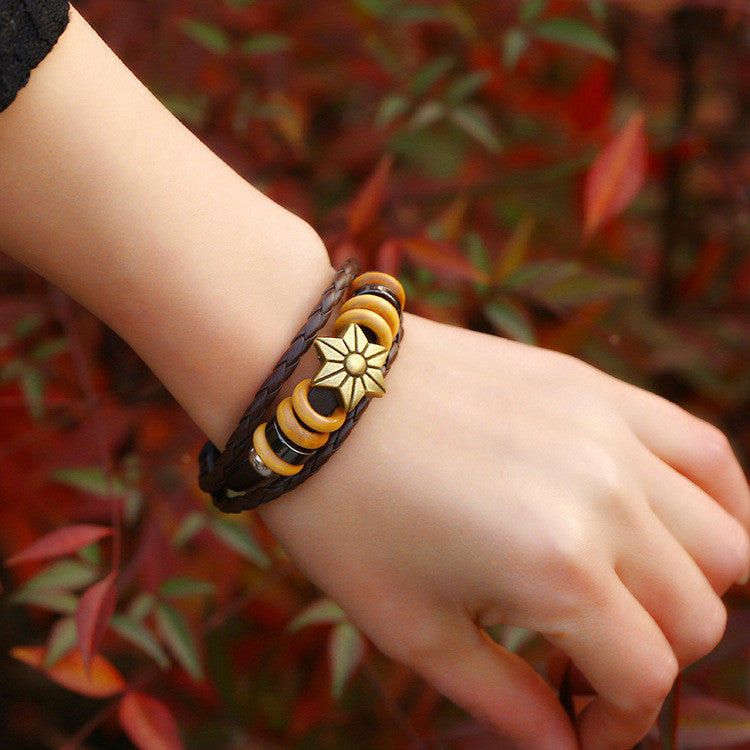 Fashion Beaded Woven Leather Bracelet