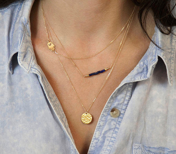 Hand Sequins Multi-layer Short Necklace