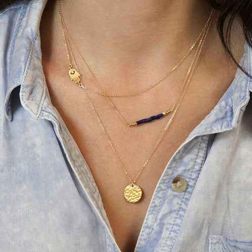 Hand Sequins Multi-layer Short Necklace