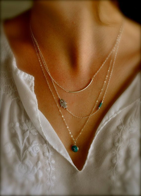 Multilayer Hand Eyes Women's Necklace