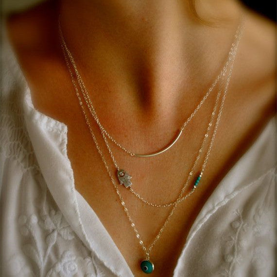 Multilayer Hand Eyes Women's Necklace
