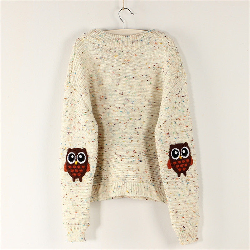 Solid Decoration Splicing Color Yarn Scoop Sweater