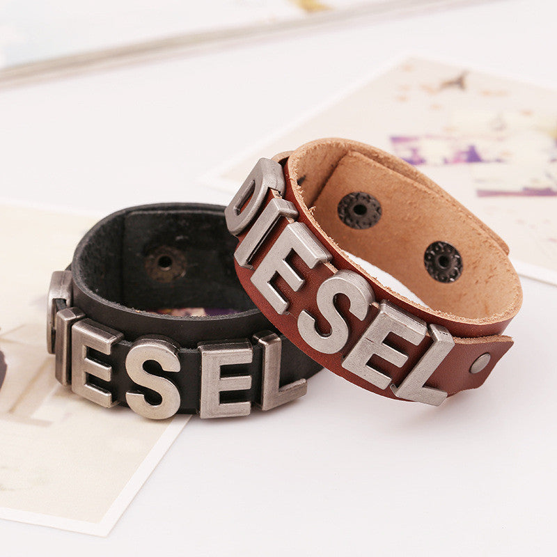 Punk Style Letters Leather Bracelet