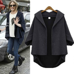 Solid 3/4 Sleeves Cardigan Batwing Plus Size Coat - May Your Fashion - 2