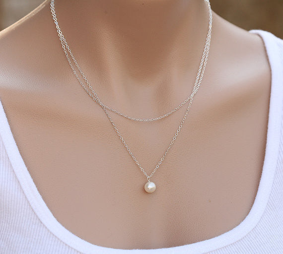 Contracted Double Layers Pearl Necklace