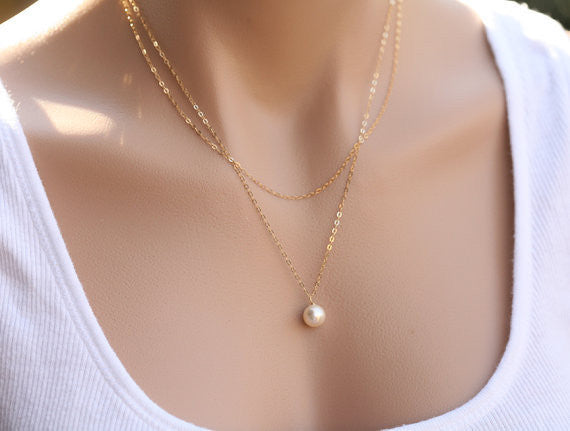 Contracted Double Layers Pearl Necklace