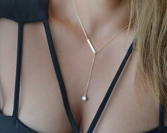 Metal Crystal Water Drop Necklace