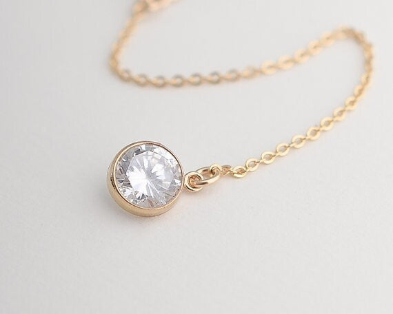 Metal Crystal Water Drop Necklace