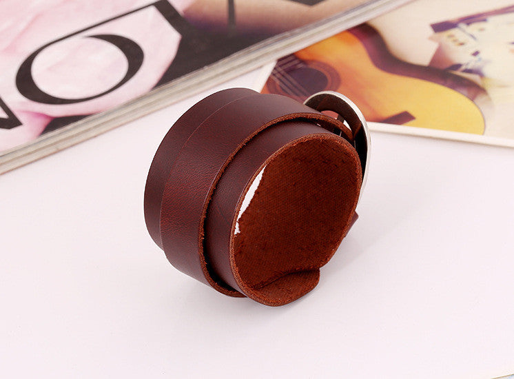 Pure Color Wide Strap Leather Bracelet