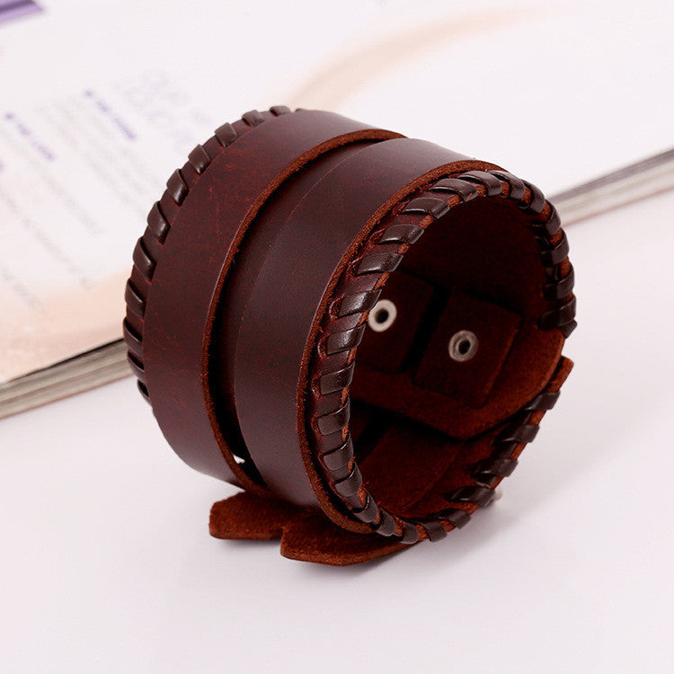 Personality Wide Strap Leather Bracelet