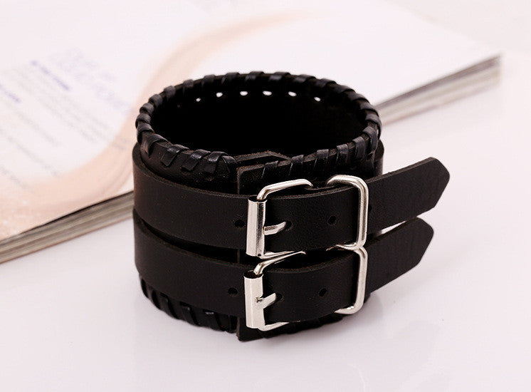 Personality Wide Strap Leather Bracelet