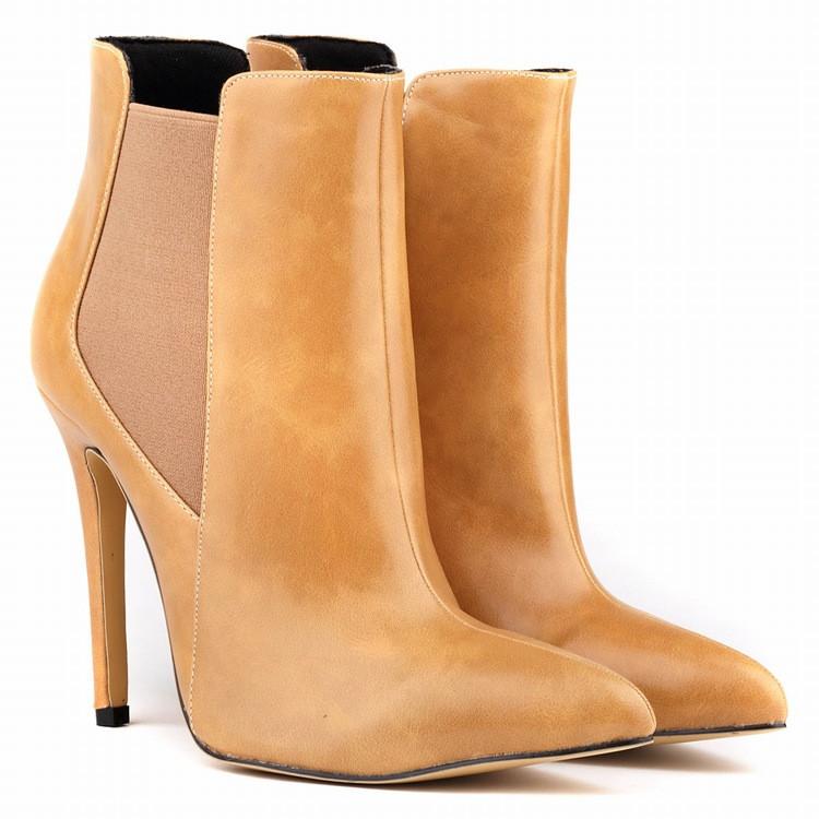Sexy Patchwork Elastic Pointed Ankle Boots