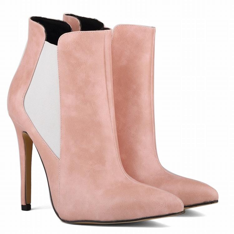 Sexy Patchwork Elastic Pointed Ankle Boots