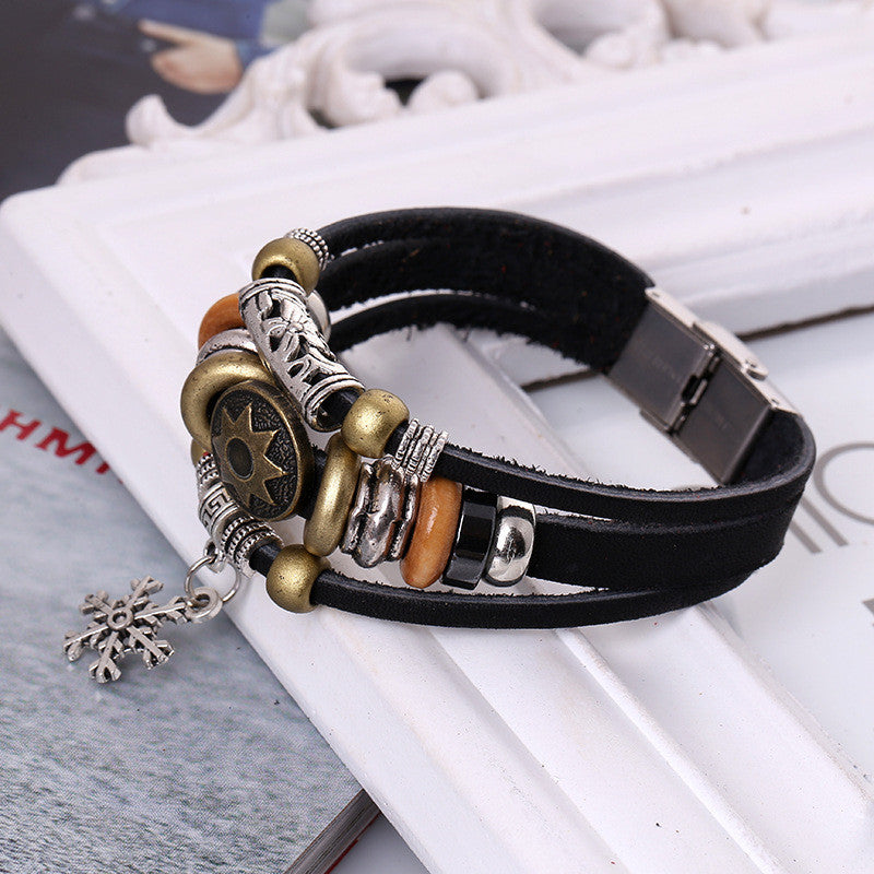 Korea Style Snowflake Leather Bracelet