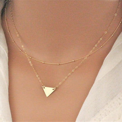 Fashion Simple Triangle Sequins Multilayer Short Necklace