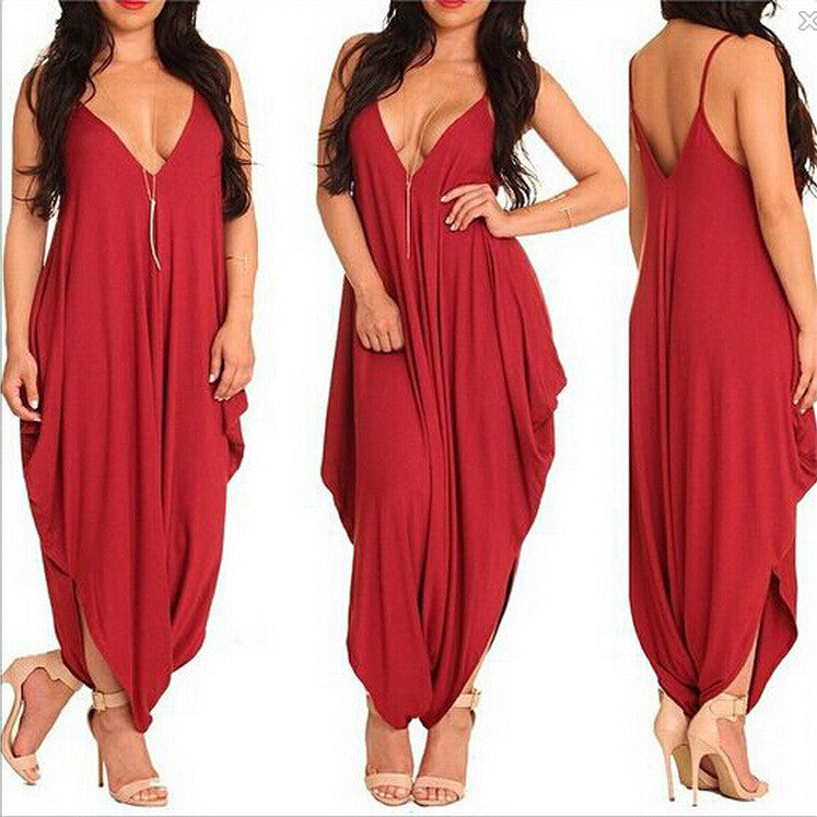 Spaghetti Strap Solid Loose Sleeveless Jumpsuit