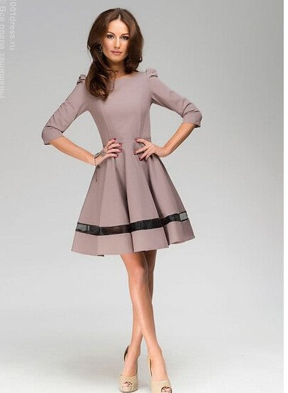 Fashion Long Sleeves Pure Color Short Dress