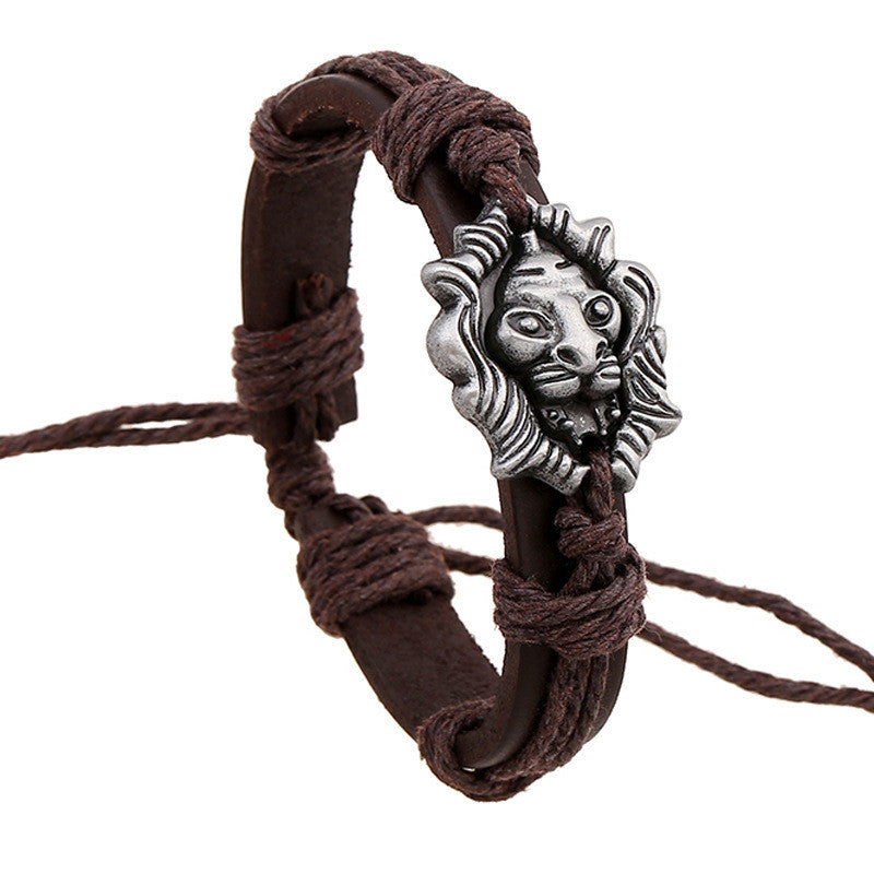 Personality Lion Leather Bracelet
