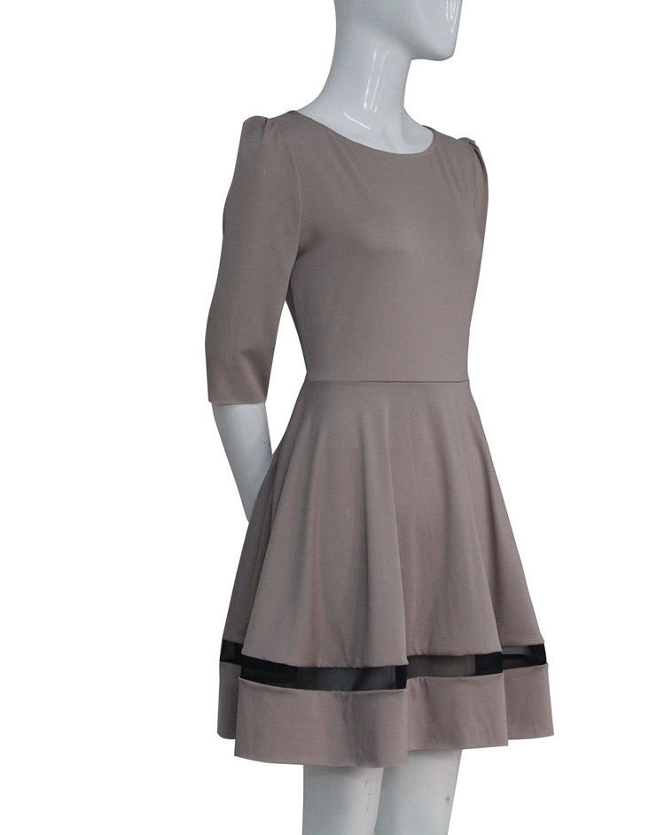 Fashion Long Sleeves Pure Color Short Dress