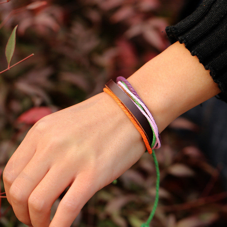Multicolor Woven Leather Bracelet