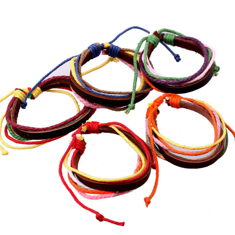 Multicolor Woven Leather Bracelet