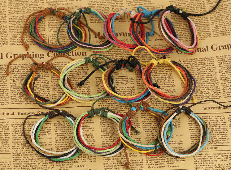 Hemp Wax String Woven Colorful Bracelet