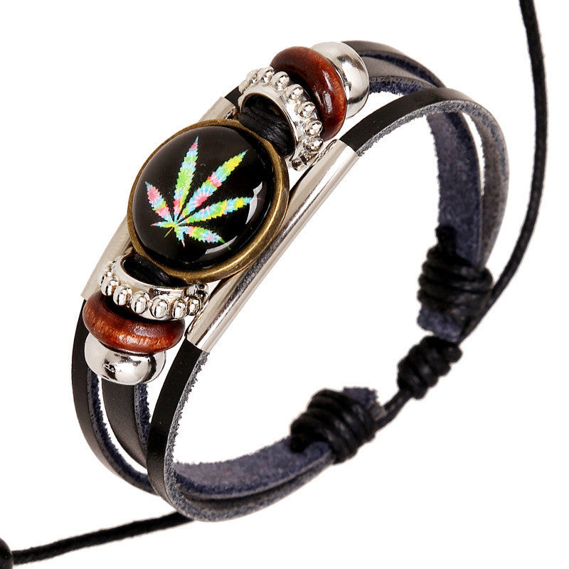 Retro Time Gem Leaves Bracelet