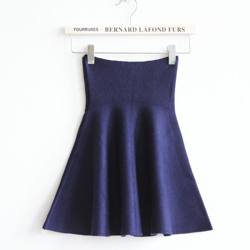 Fashion High Waist Knit Mini Fluffy Skirt