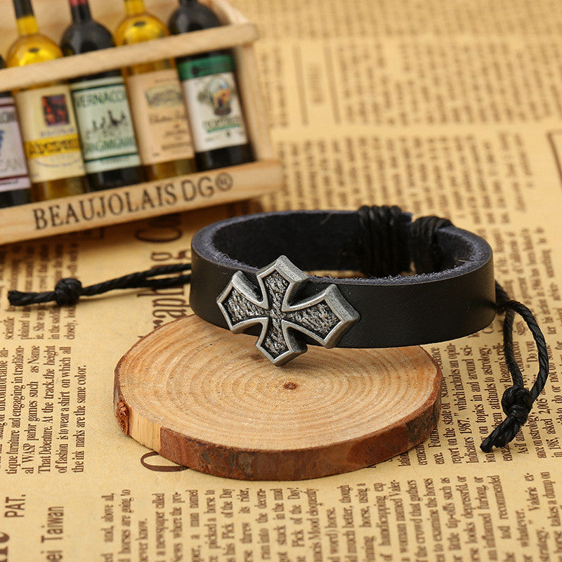 Personality Cross Decorate Leather Bracelet