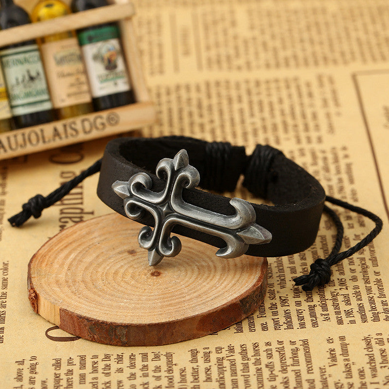 Personality Cross Decorate Leather Bracelet