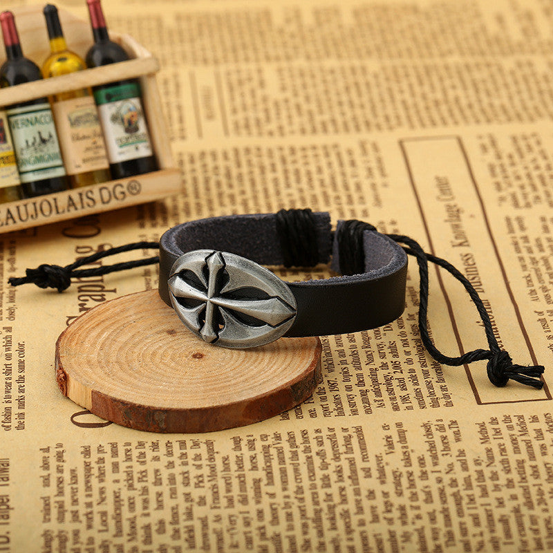 Personality Cross Decorate Leather Bracelet