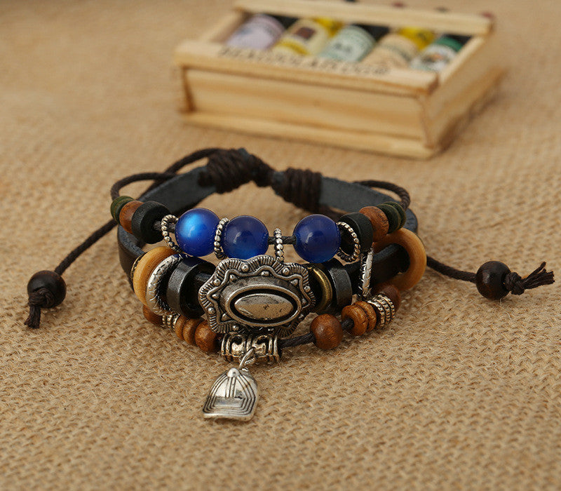 Hat Leather Beaded Bracelet