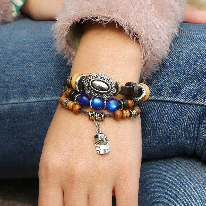 Hat Leather Beaded Bracelet