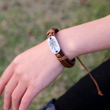 Retro Carving Leaves Woven Bracelet
