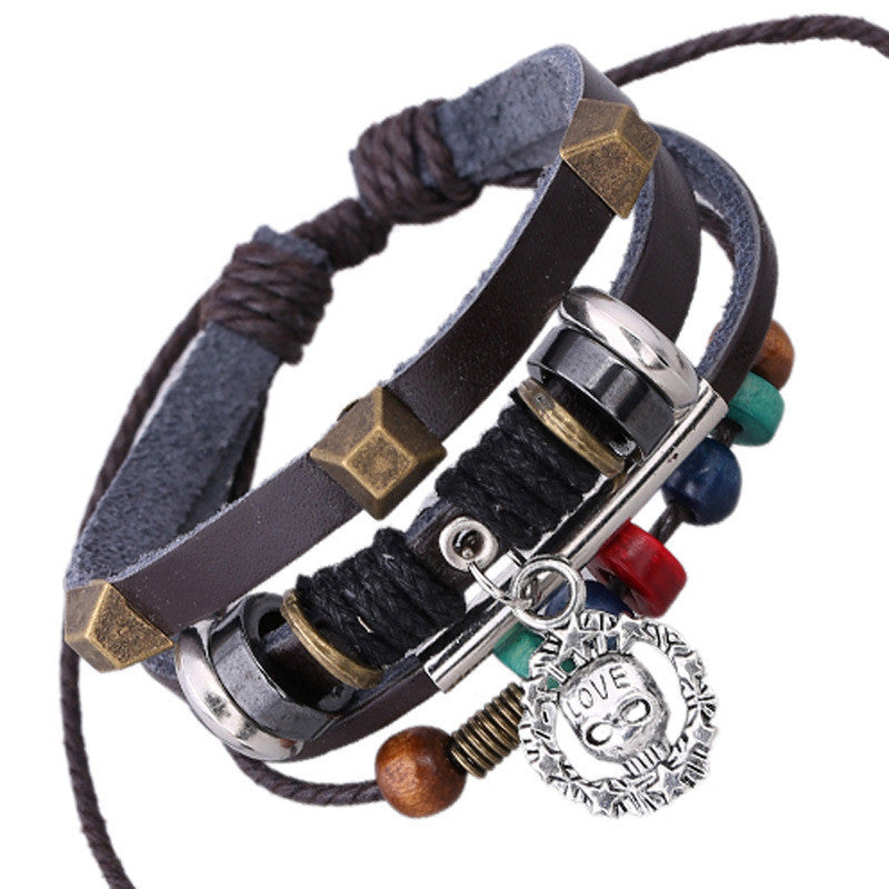 Retro Style LOVE Skull Pendant Bracelet