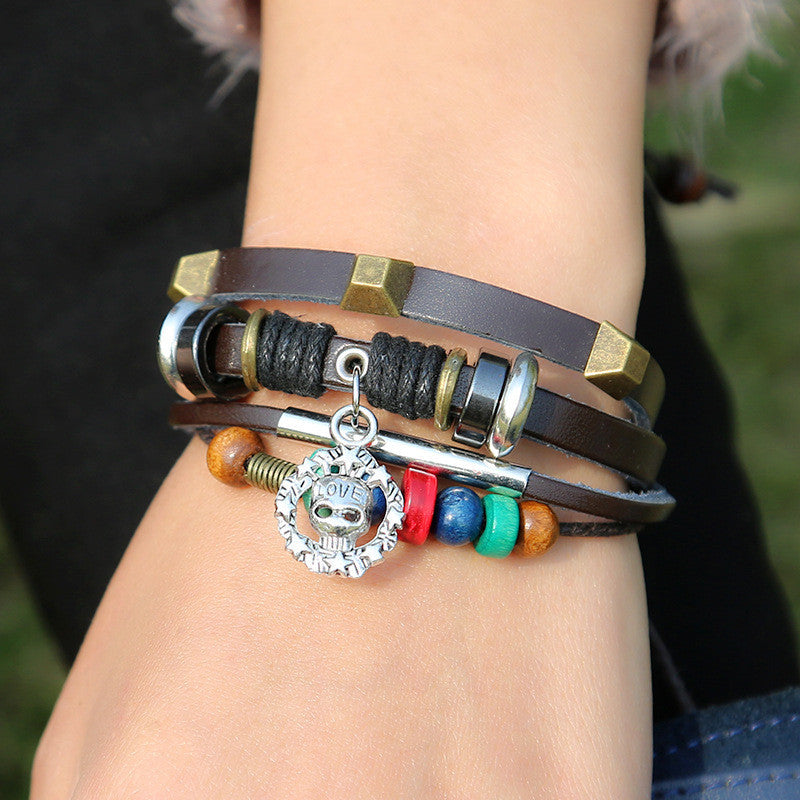 Retro Style LOVE Skull Pendant Bracelet