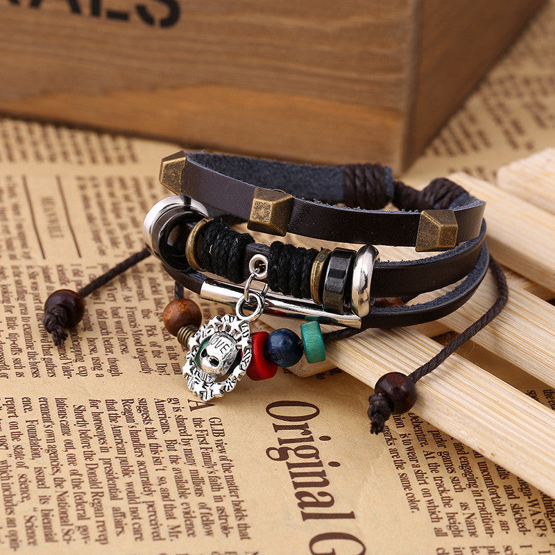 Retro Style LOVE Skull Pendant Bracelet