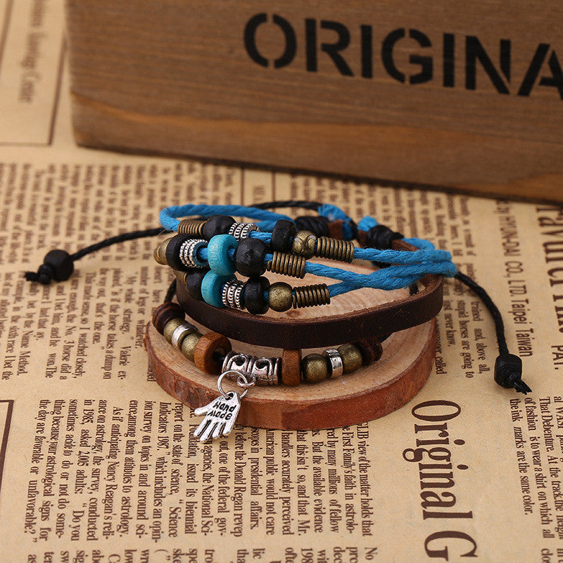 Hand Pendant Multilayer Leather Bracelet