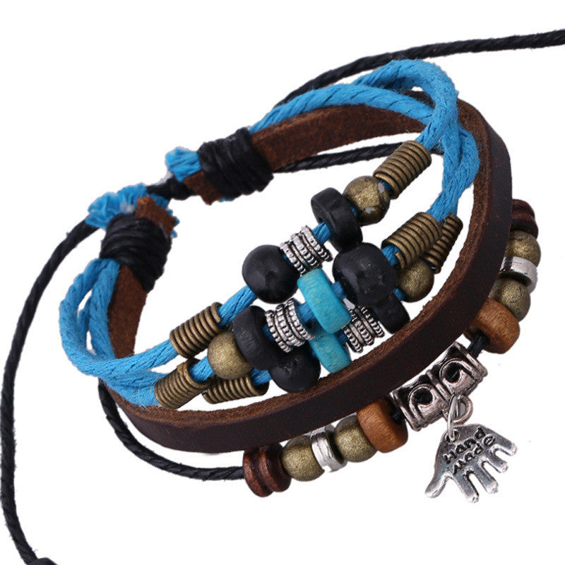 Hand Pendant Multilayer Leather Bracelet