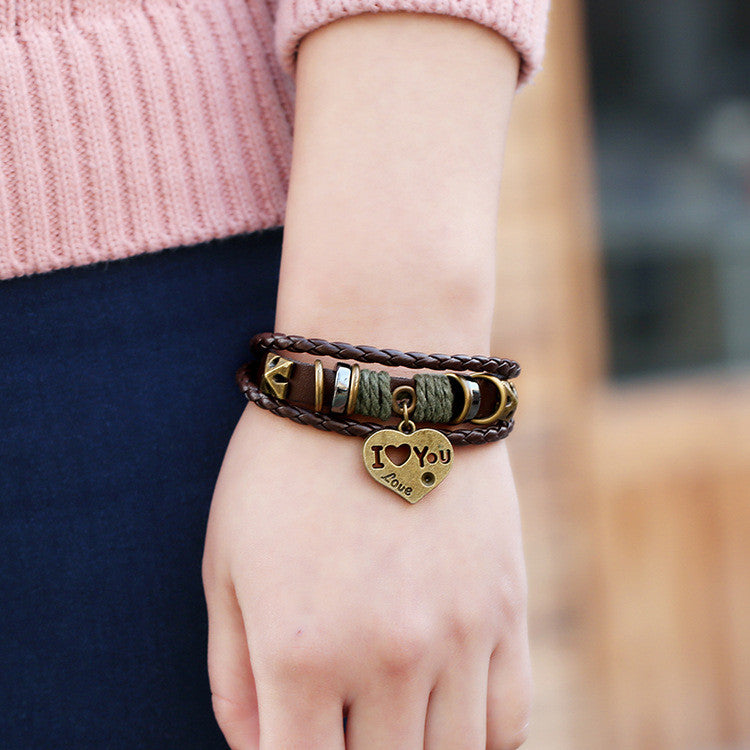 Hollow Out Heart Beaded Bracelet