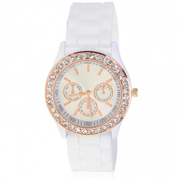 Silicone Golden Crystal Stone Quartz Girl Jelly Colorful Wrist Watch