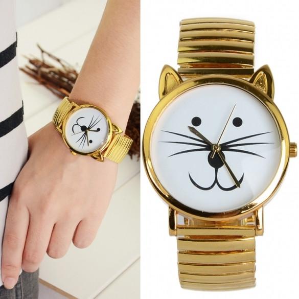 Unique Gold Tiger Cat Watch Unisex Bracelet Beard Watch