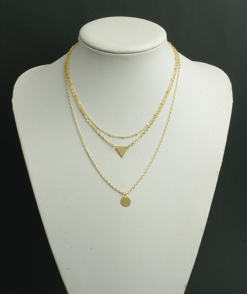 Sequins Triangles Tassel Multilayer Necklace