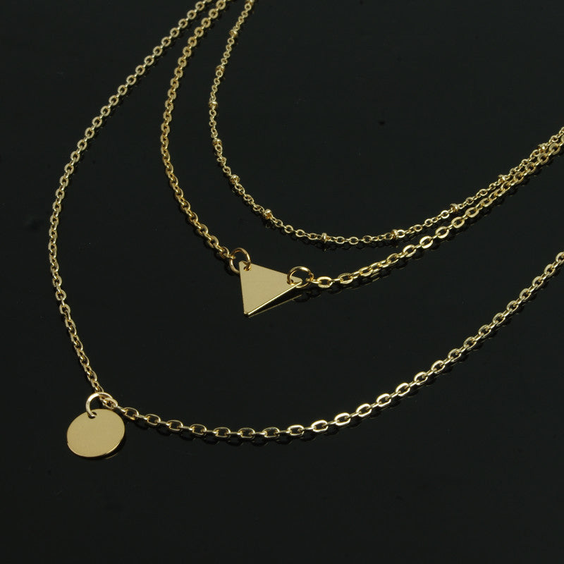 Sequins Triangles Tassel Multilayer Necklace