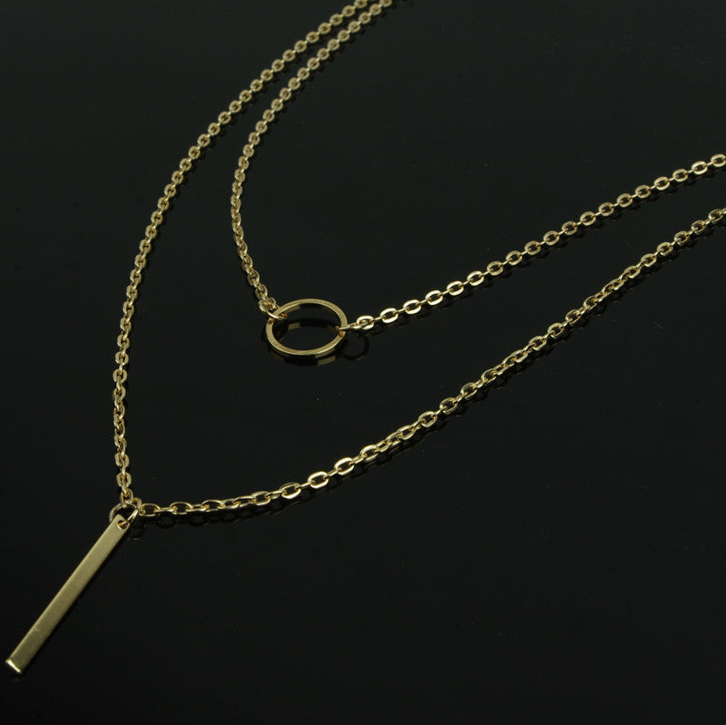Metal Loops Stick Tassel Multilayer Necklace