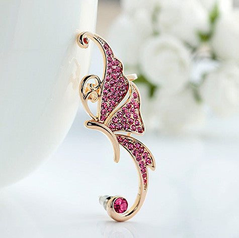 Beautiful Crystal Butterfly Single Ear Clip